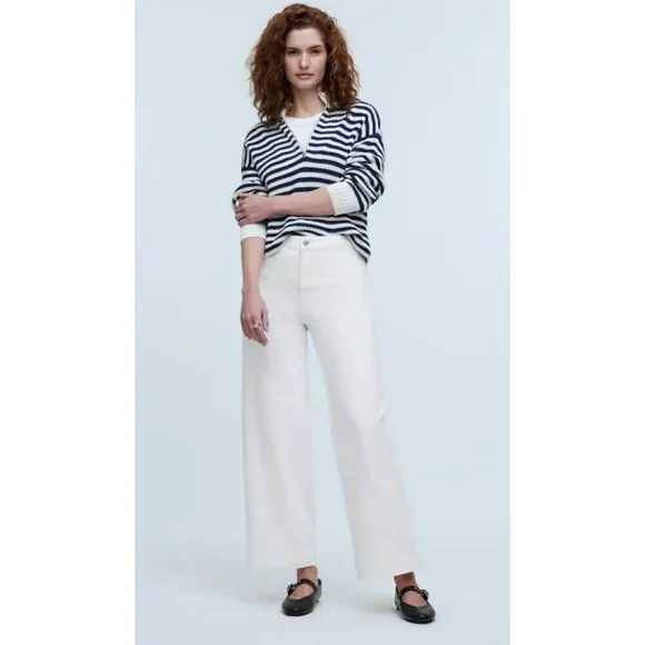 Madewell $128 Petite Curvy Perfect Wide-Leg Crop Jean Tile White Size P33 NP683