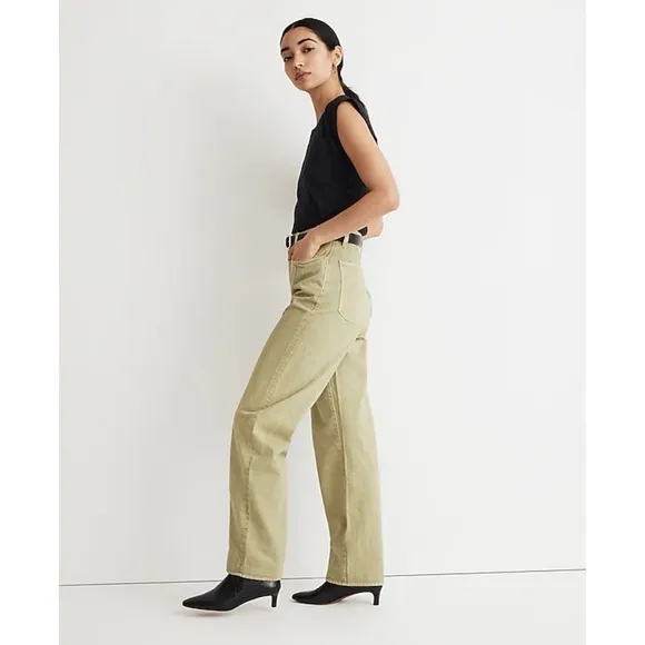 Madewell Baggy Straight Jeans: Garment-Dyed Edition in Artichoke