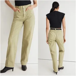 Madewell Baggy Straight Jeans: Garment-Dyed Edition in Artichoke