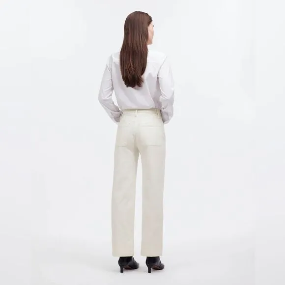 Madewell NWT Perfect Vintage Wide Leg Jeans Size 25 Patch Pocket Edition | White