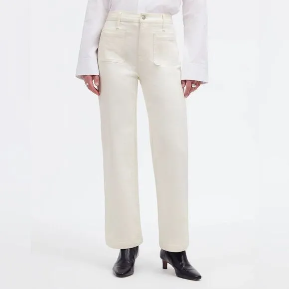 Madewell NWT Perfect Vintage Wide Leg Jeans Size 25 Patch Pocket Edition | White