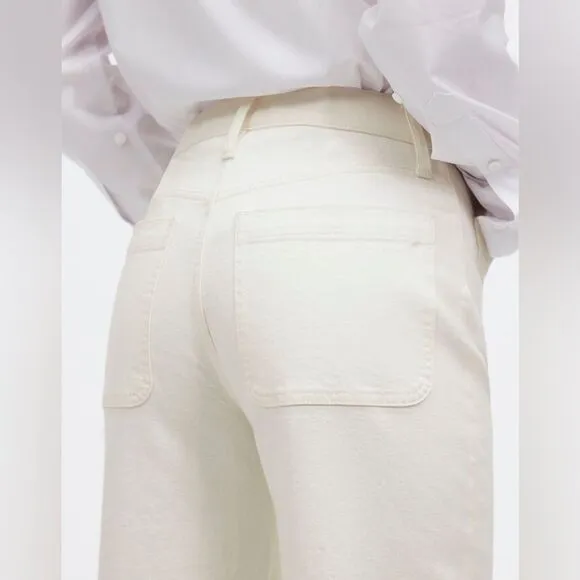 Madewell NWT Perfect Vintage Wide Leg Jeans Size 25 Patch Pocket Edition | White