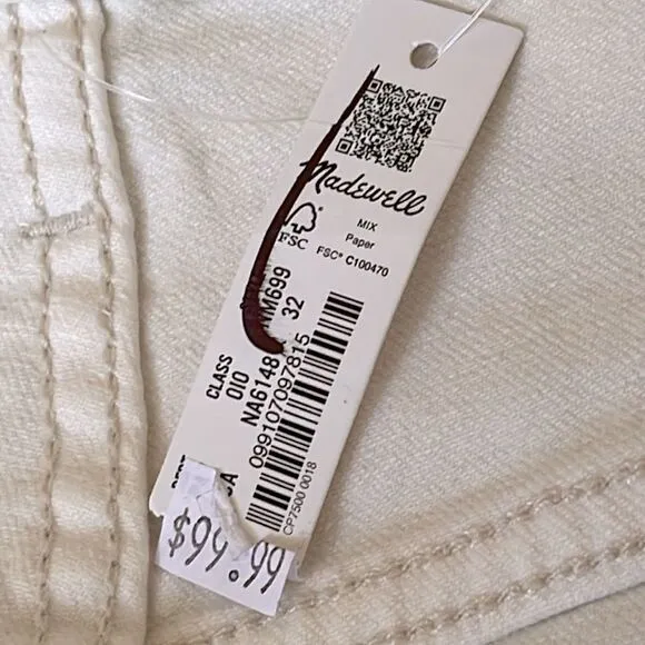Madewell NWT Perfect Vintage Wide-Leg Jeans Size 32 High Rise in Vintage Canvas