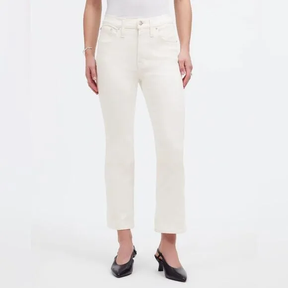 Madewell NWT Tall Kick Out Crop Jeans Size 26T in Pure White