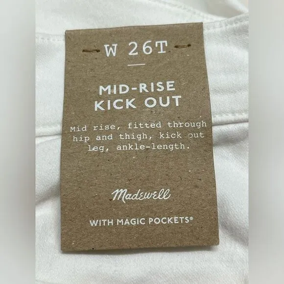 Madewell NWT Tall Kick Out Crop Jeans Size 26T in Pure White
