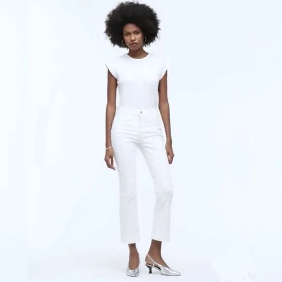 Madewell NWT Tall Kick Out Crop Jeans Size 26T in Pure White