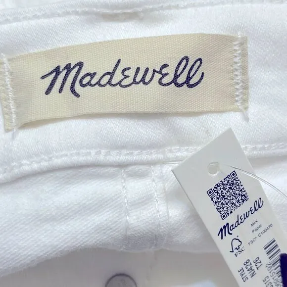 Madewell NWT Tall Kick Out Crop Jeans Size 26T in Pure White
