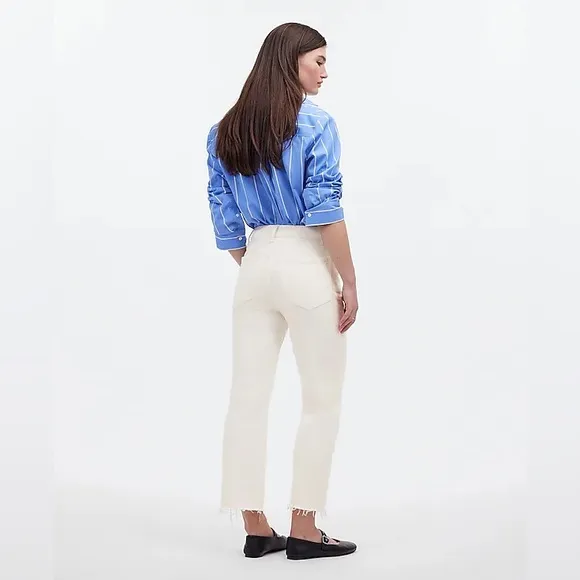 Madewell NWT The 90s Straight Crop Jeans Size 25 in Tile White | High Rise
