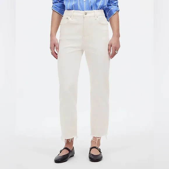 Madewell NWT The 90s Straight Crop Jeans Size 25 in Tile White | High Rise