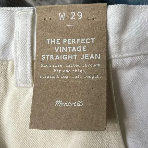 Madewell NWT The '90s Straight Jean: Two-Tone Size 29 High Rise