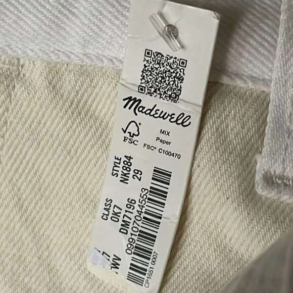 Madewell NWT The '90s Straight Jean: Two-Tone Size 29 High Rise