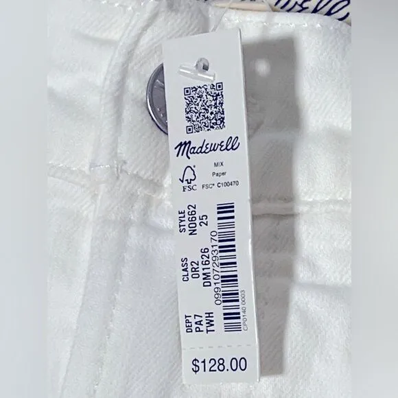 Madewell NWT The Perfect Vintage Jeans Size 25 in Tile White | Raw Hems