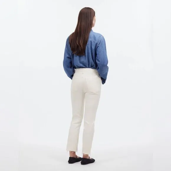 Madewell NWT The Perfect Vintage Jeans Size 25 in Tile White | Raw Hems