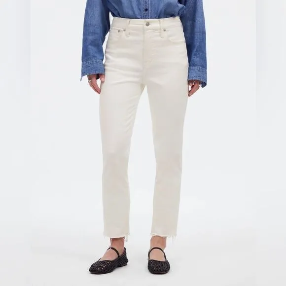 Madewell NWT The Perfect Vintage Jeans Size 25 in Tile White | Raw Hems