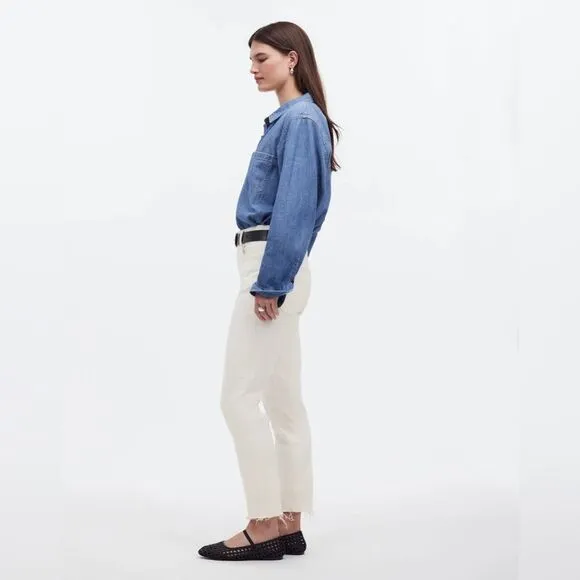 Madewell NWT The Perfect Vintage Jeans Size 25 in Tile White | Raw Hems