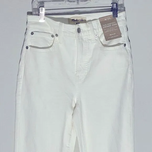 Madewell NWT The Perfect Vintage Jeans Size 25 in Tile White | Raw Hems