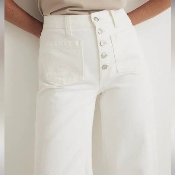 Madewell NWT White Superwide Leg Jeans High Rise Size 31 in Tile White