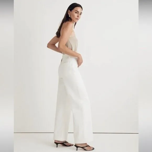 Madewell NWT White Superwide Leg Jeans High Rise Size 31 in Tile White