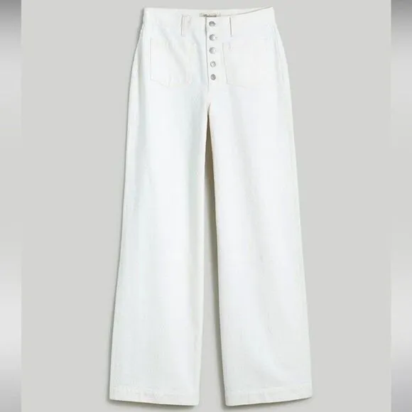 Madewell NWT White Superwide Leg Jeans High Rise Size 31 in Tile White