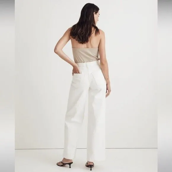 Madewell NWT White Superwide Leg Jeans High Rise Size 31 in Tile White