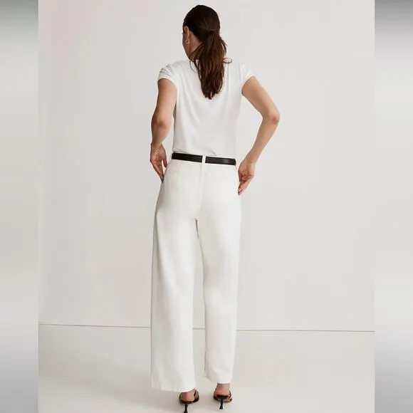 Madewell The Harlow Baggy Straight Wide-Leg Jean in Tile White Size 32