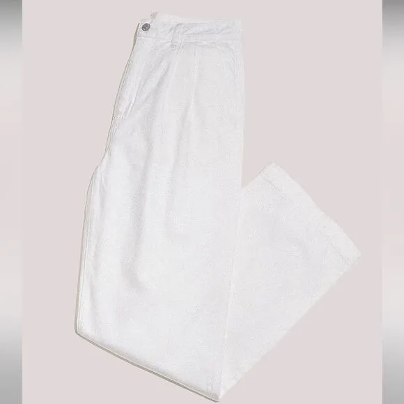 Madewell The Harlow Baggy Straight Wide-Leg Jean in Tile White Size 32