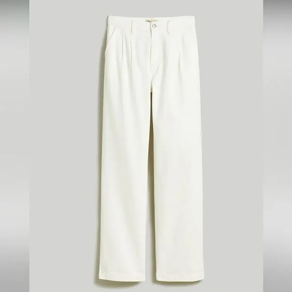 Madewell The Harlow Baggy Straight Wide-Leg Jean in Tile White Size 32