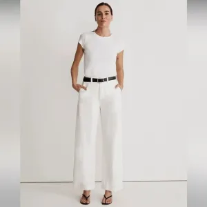 Madewell The Harlow Baggy Straight Wide-Leg Jean in Tile White Size 32