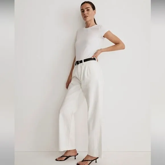 Madewell The Harlow Baggy Straight Wide-Leg Jean in Tile White Size 32