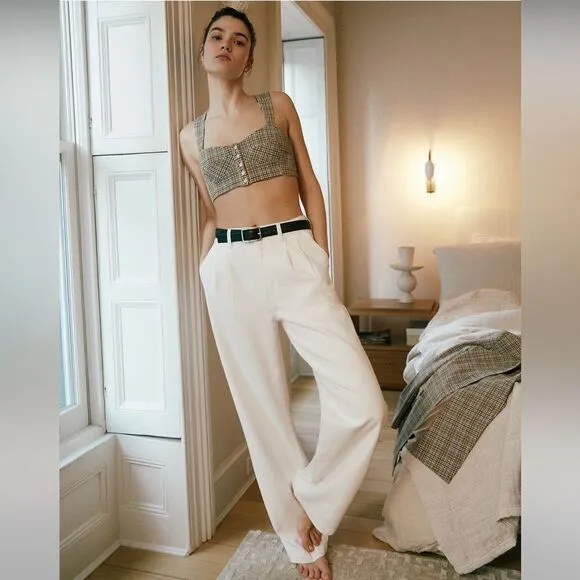 Madewell The Harlow Baggy Straight Wide-Leg Jean in Tile White Size 32