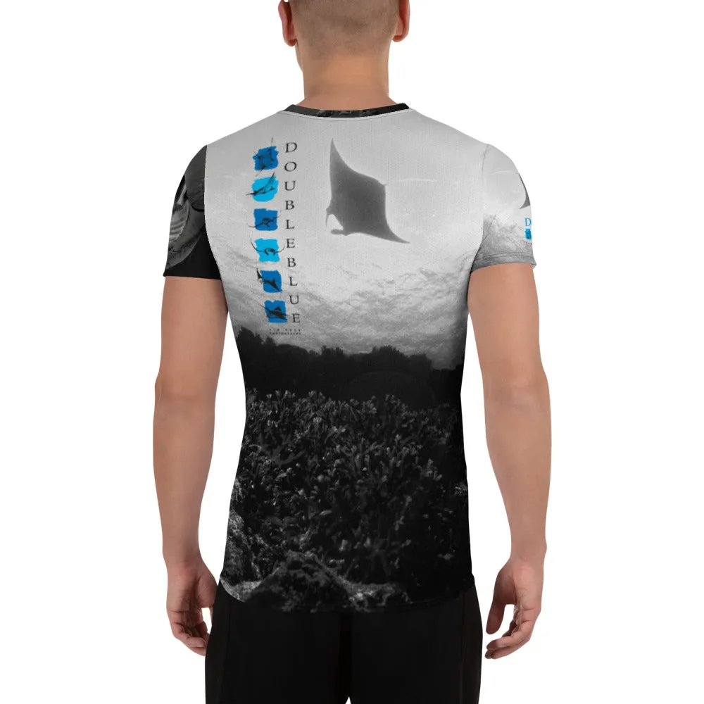 Manta Rays in Yap DoubleBlue All-Over Print Men's Athletic T-shirt