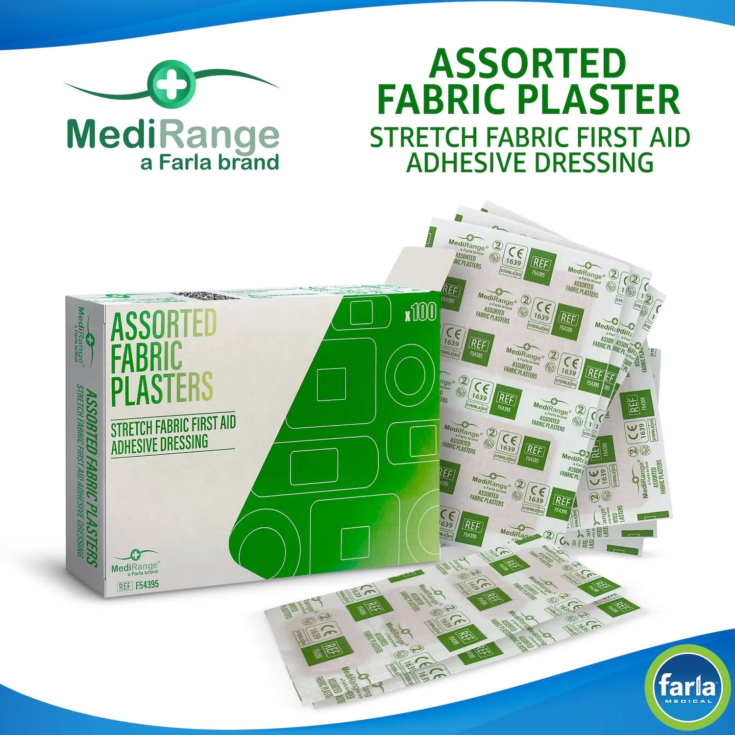 MediRange Assorted Plasters | Stretch Fabric | Pack of 100