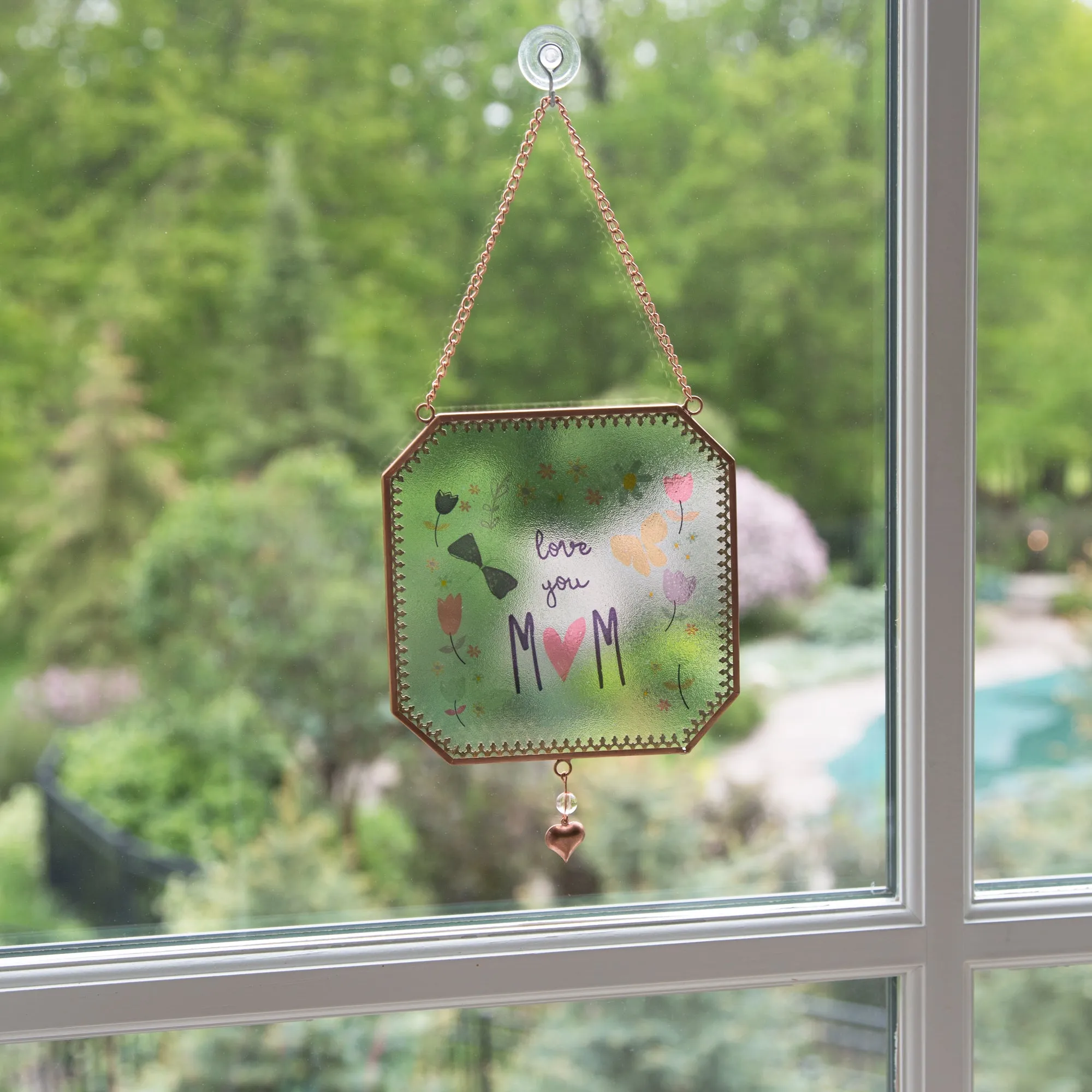 Mom 5" x 5" Glass Suncatcher