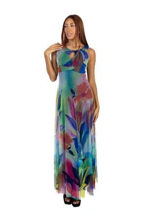 MORGAN Fit N Flare  Front Keyholes Empire Long Dress
