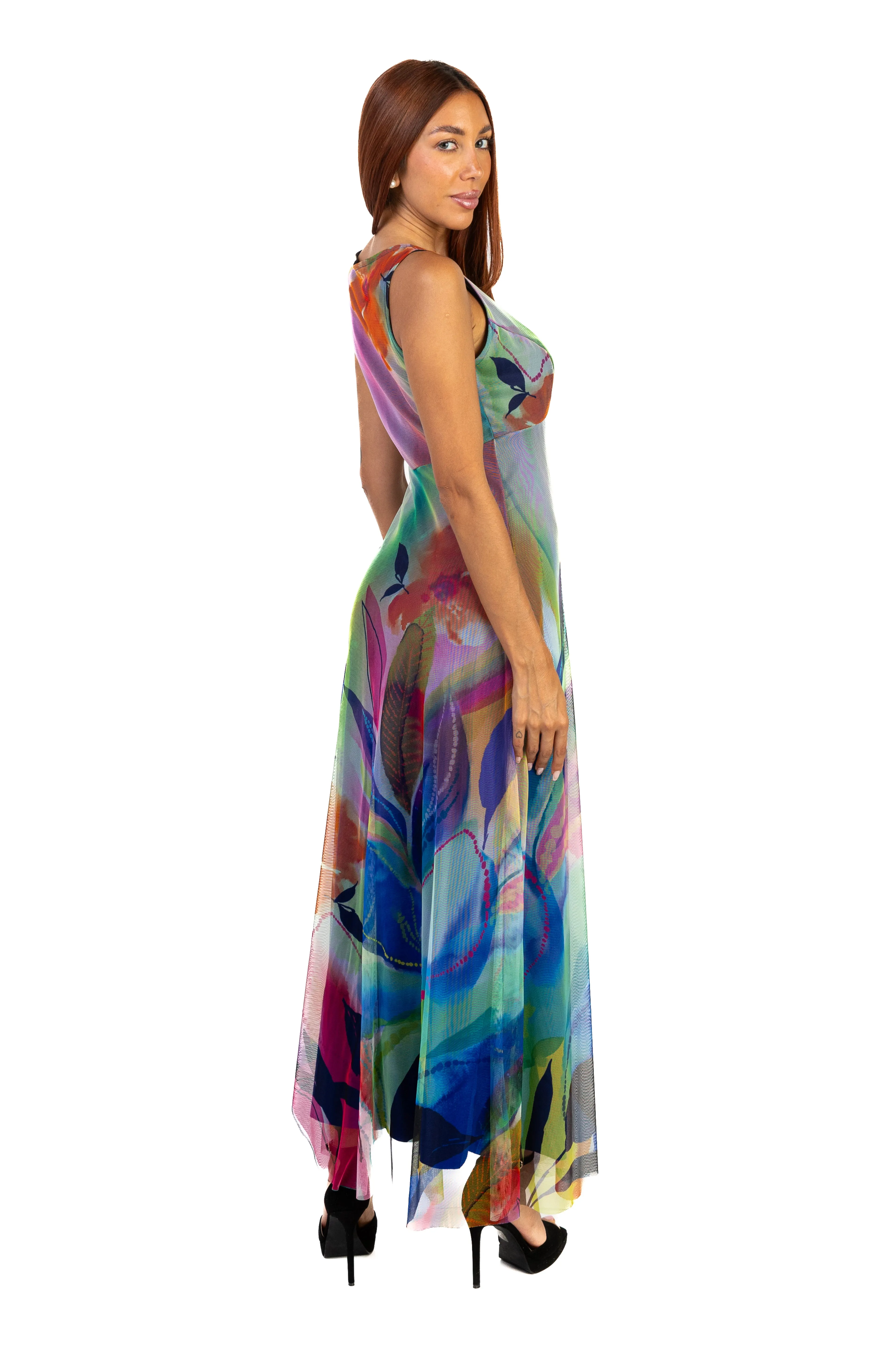 MORGAN Fit N Flare  Front Keyholes Empire Long Dress