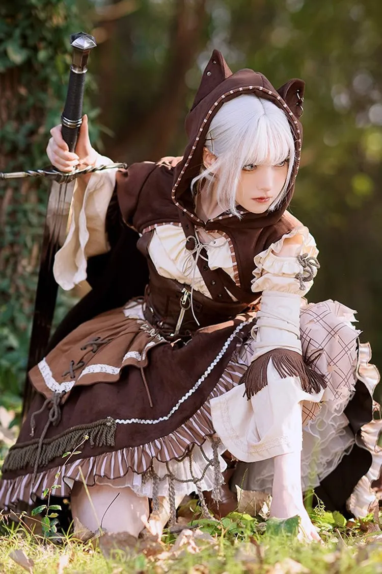 Multi-Color Steam Hunter Style Long Sleeves Multi-layer Ruffle Stitching Gothic Punk Lolita Dress