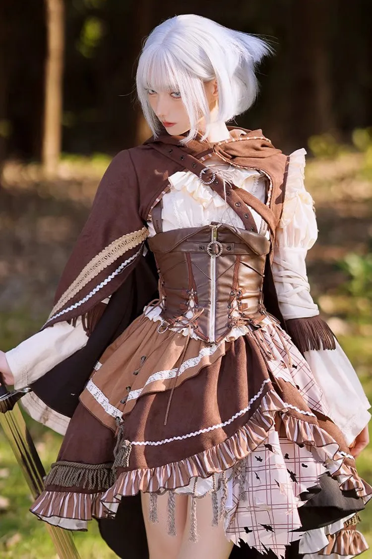 Multi-Color Steam Hunter Style Long Sleeves Multi-layer Ruffle Stitching Gothic Punk Lolita Dress
