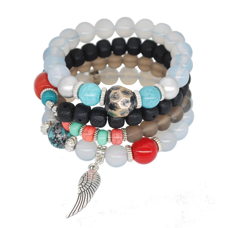 Multi-layer Bead Bracelet Color Elastic Rope Beading