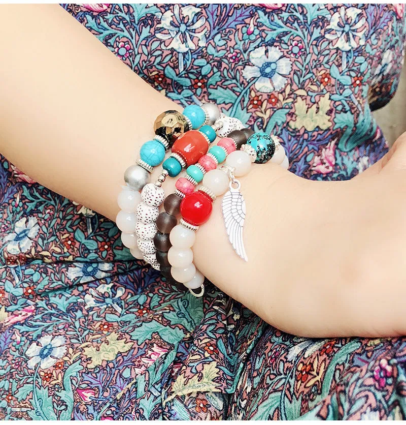 Multi-layer Bead Bracelet Color Elastic Rope Beading