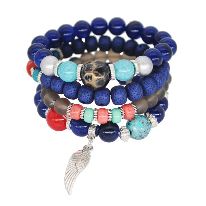 Multi-layer Bead Bracelet Color Elastic Rope Beading