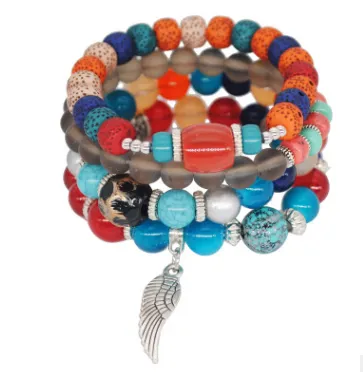 Multi-layer Bead Bracelet Color Elastic Rope Beading
