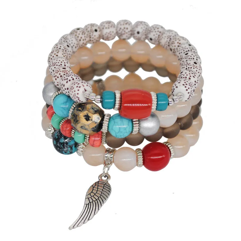 Multi-layer Bead Bracelet Color Elastic Rope Beading