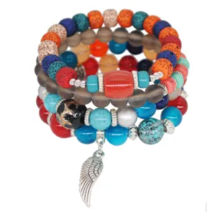 Multi-layer Bead Bracelet Color Elastic Rope Beading