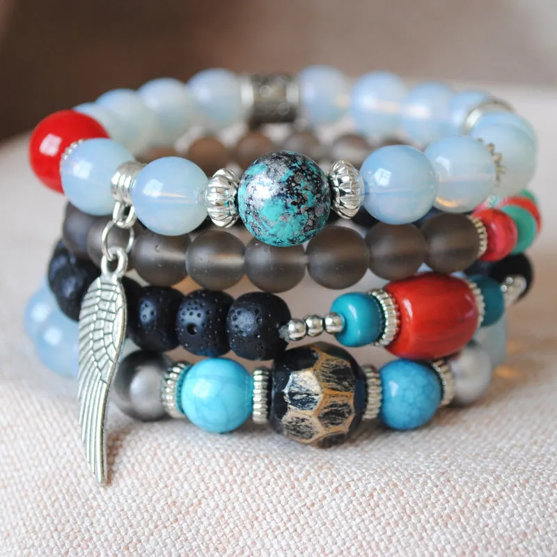 Multi-layer Bead Bracelet Color Elastic Rope Beading