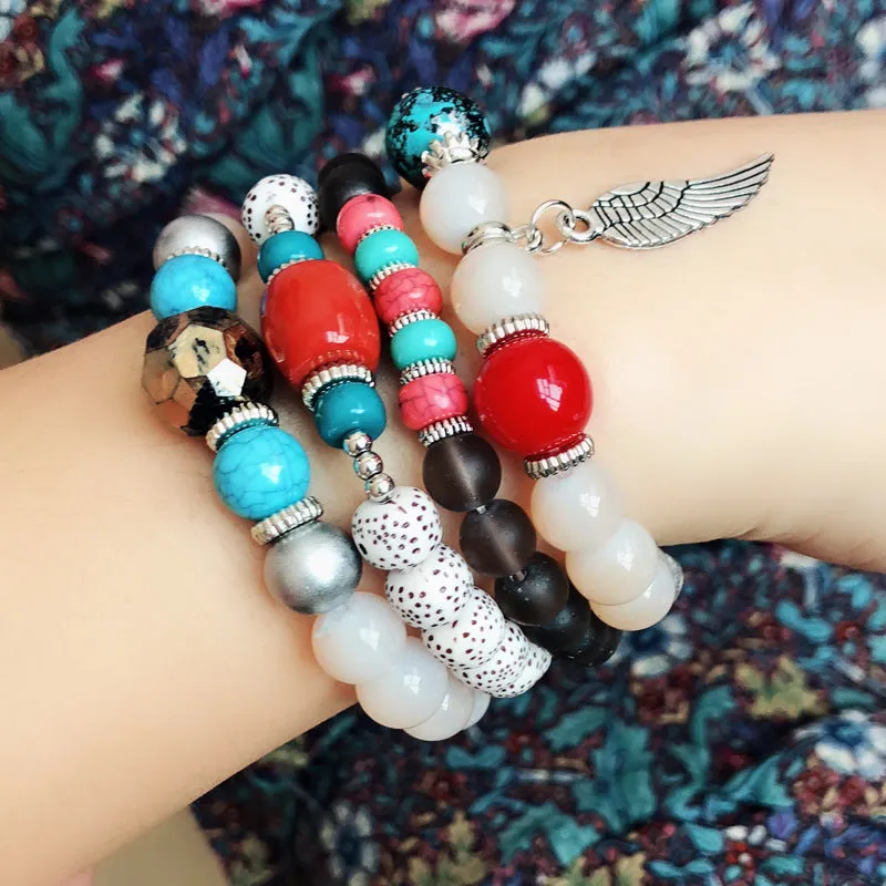 Multi-layer Bead Bracelet Color Elastic Rope Beading