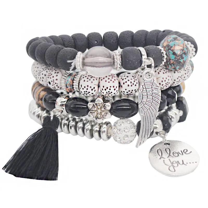 Multi-layer Bead Bracelet Color Elastic Rope Beading