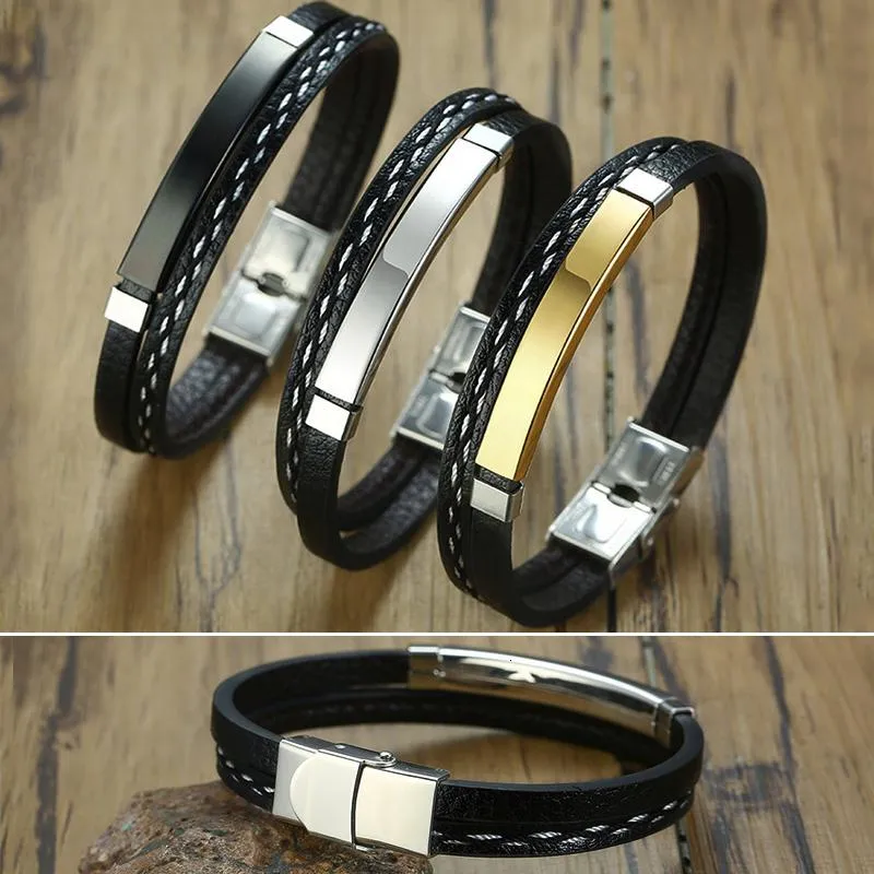 Multi Layer Leather Bracelets for Men