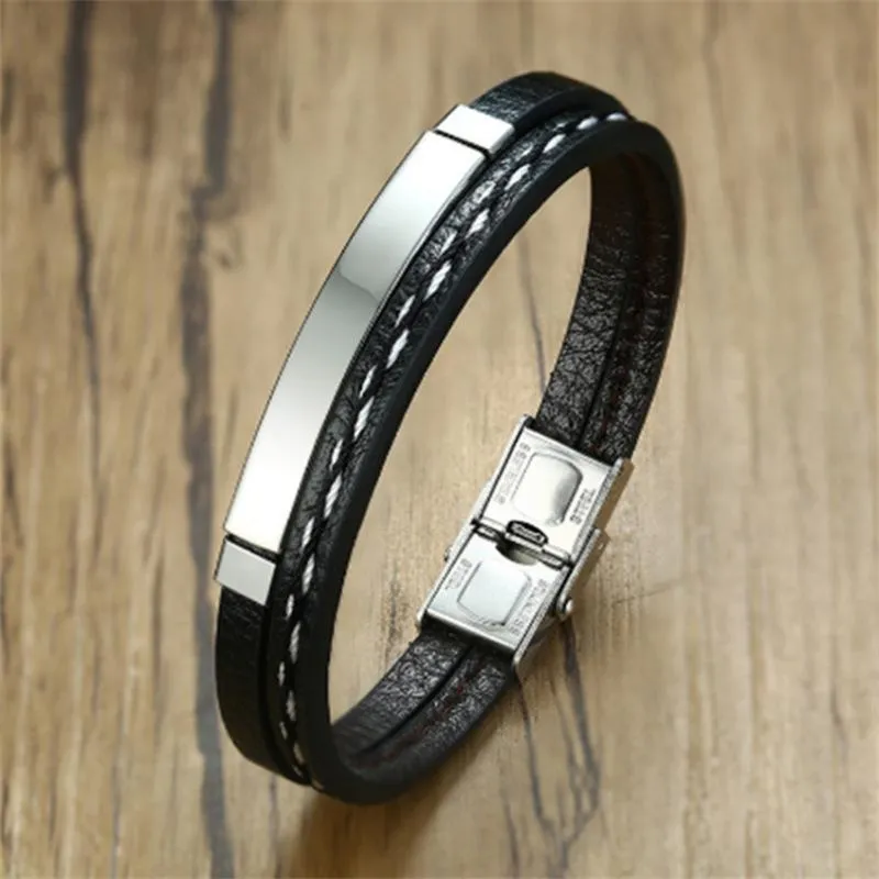 Multi Layer Leather Bracelets for Men