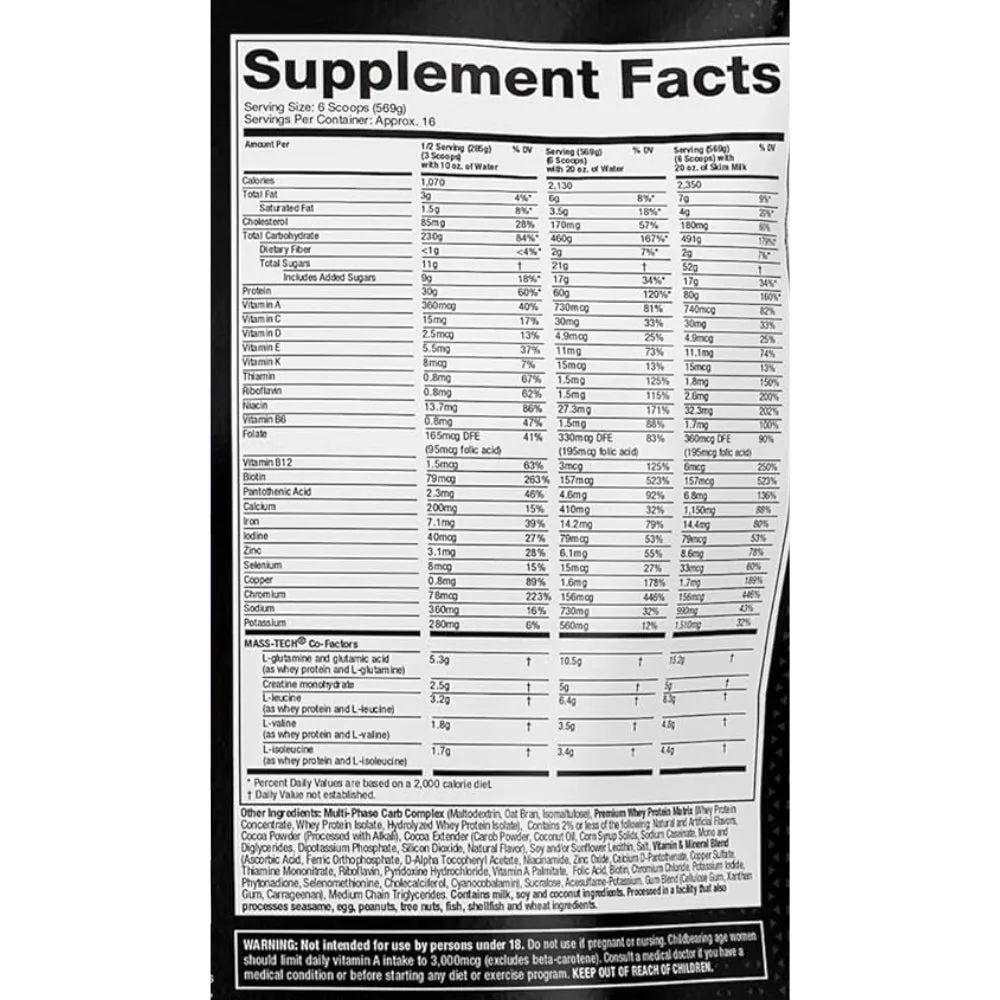 MuscleTech Mass Tech Extreme 2000 Mass Gainer 20 lbs (Exp Jul 2025)
