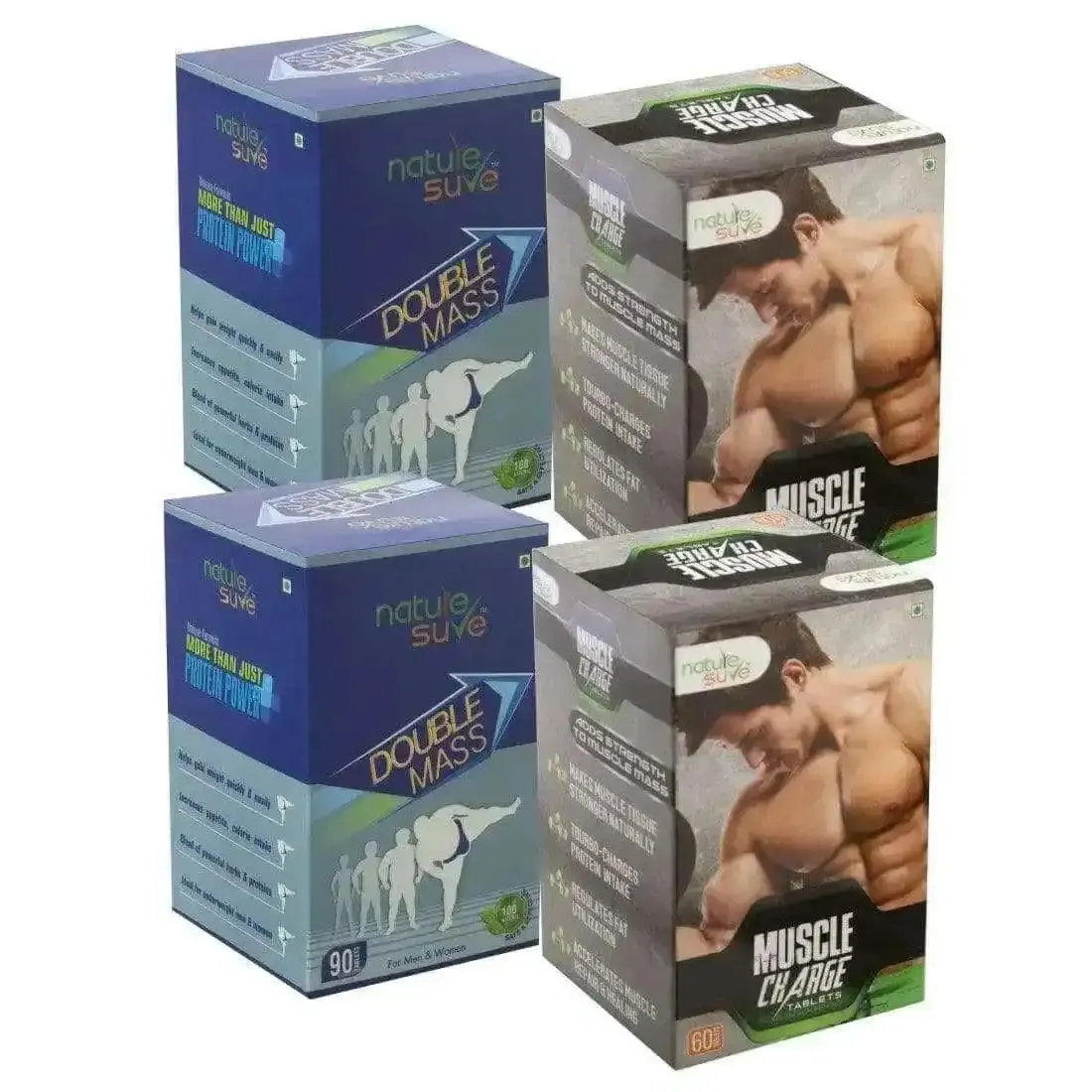 Nature Sure Combo: Double Mass and Muscle Charge Tablets for Body Mass and Muscle Strength